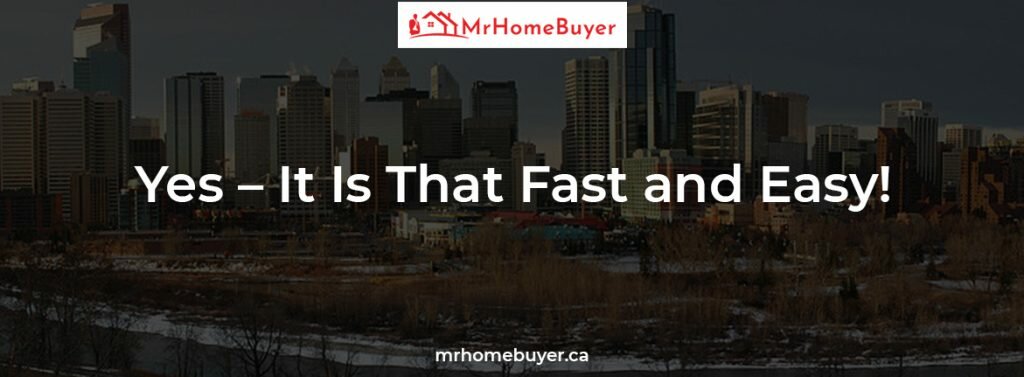 Image of Yes - it is that fast and easy written on city background | companies that buy houses | selling my house fast
