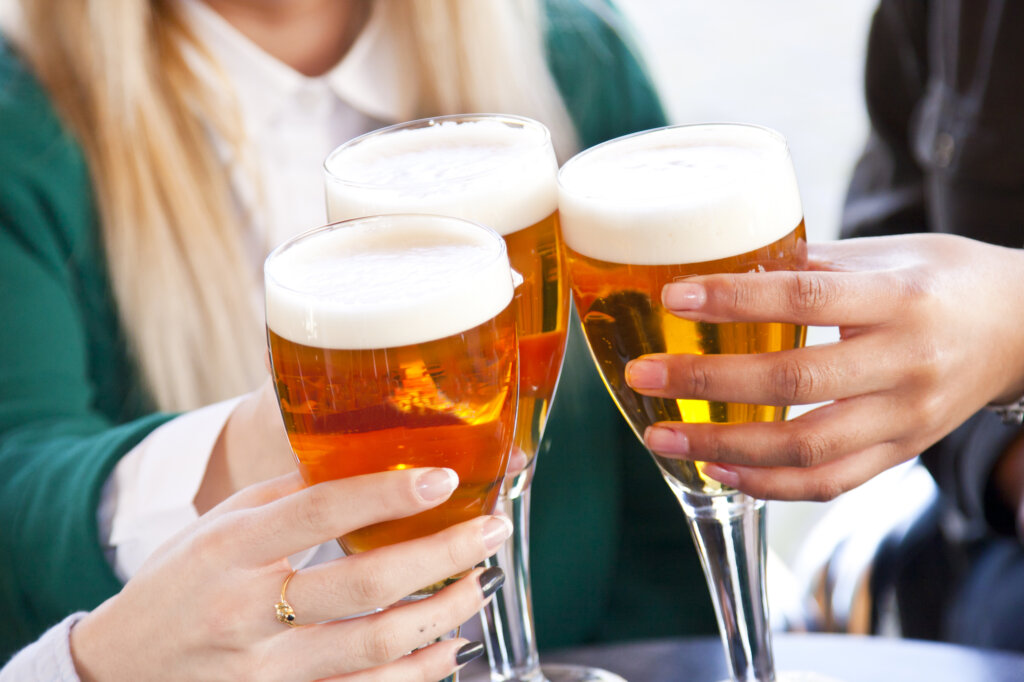 group of friends toasting and celebrating in Spokane