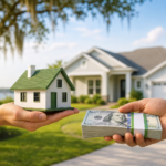 House model and cash representing a direct home sale in Green Cove Springs Florida