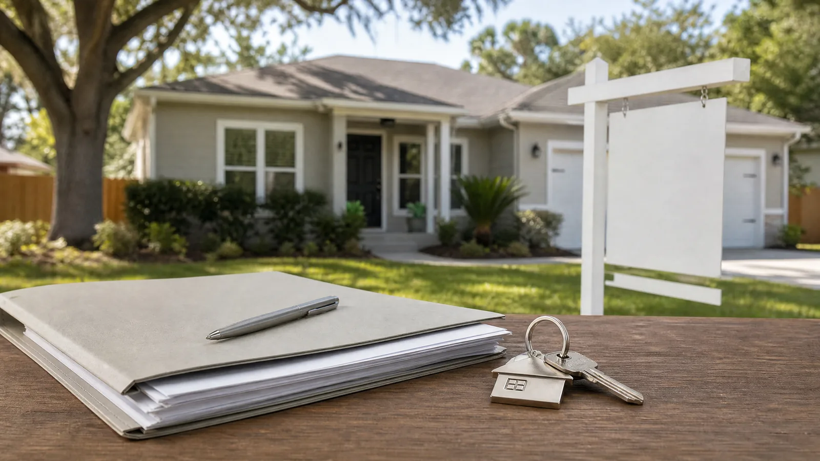 Jacksonville home with contract folder and house keys