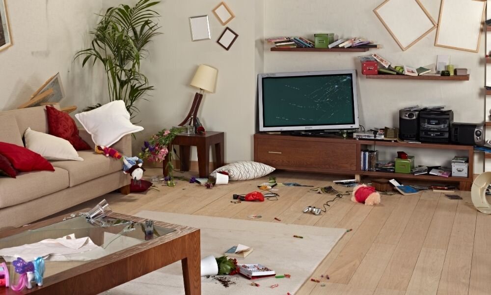 Damaged living room