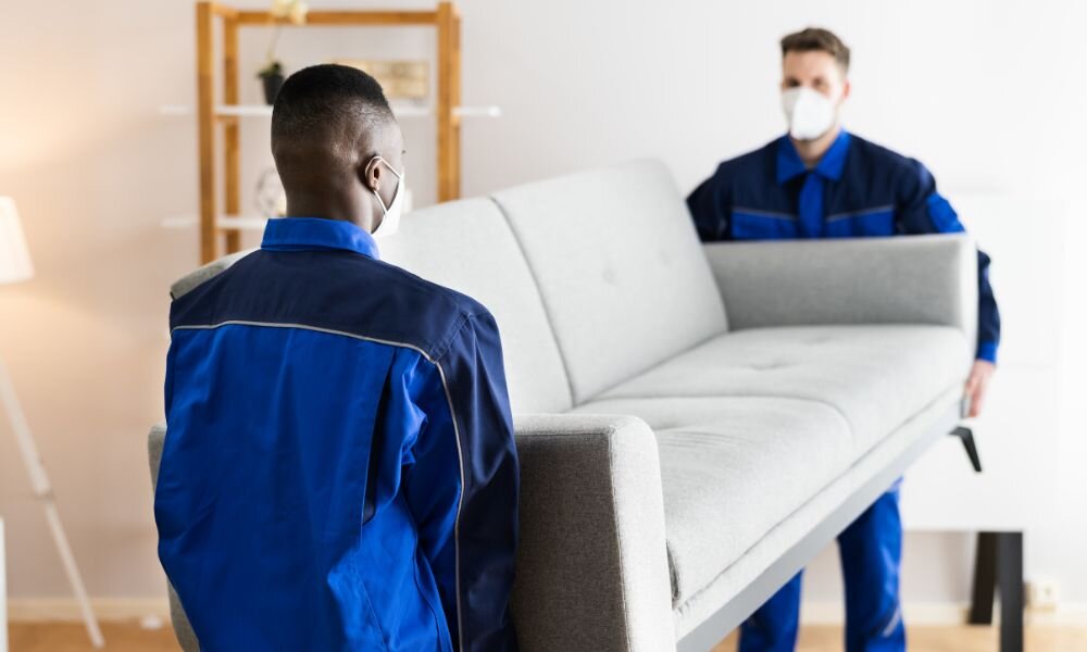 Movers pick a sofa