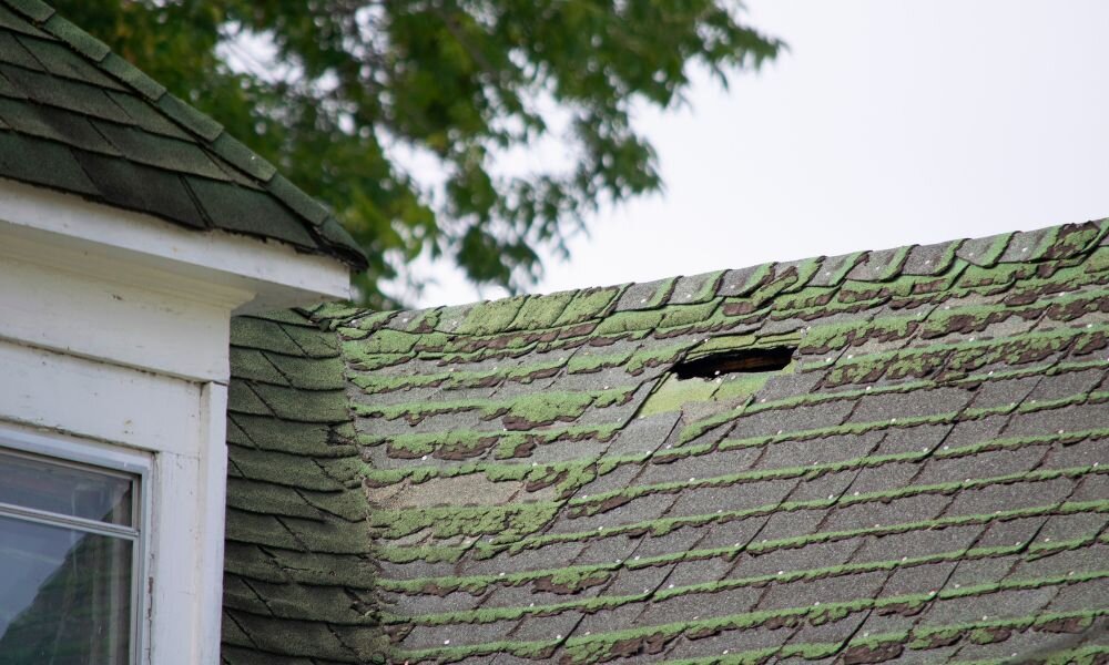 Roof with water damage
