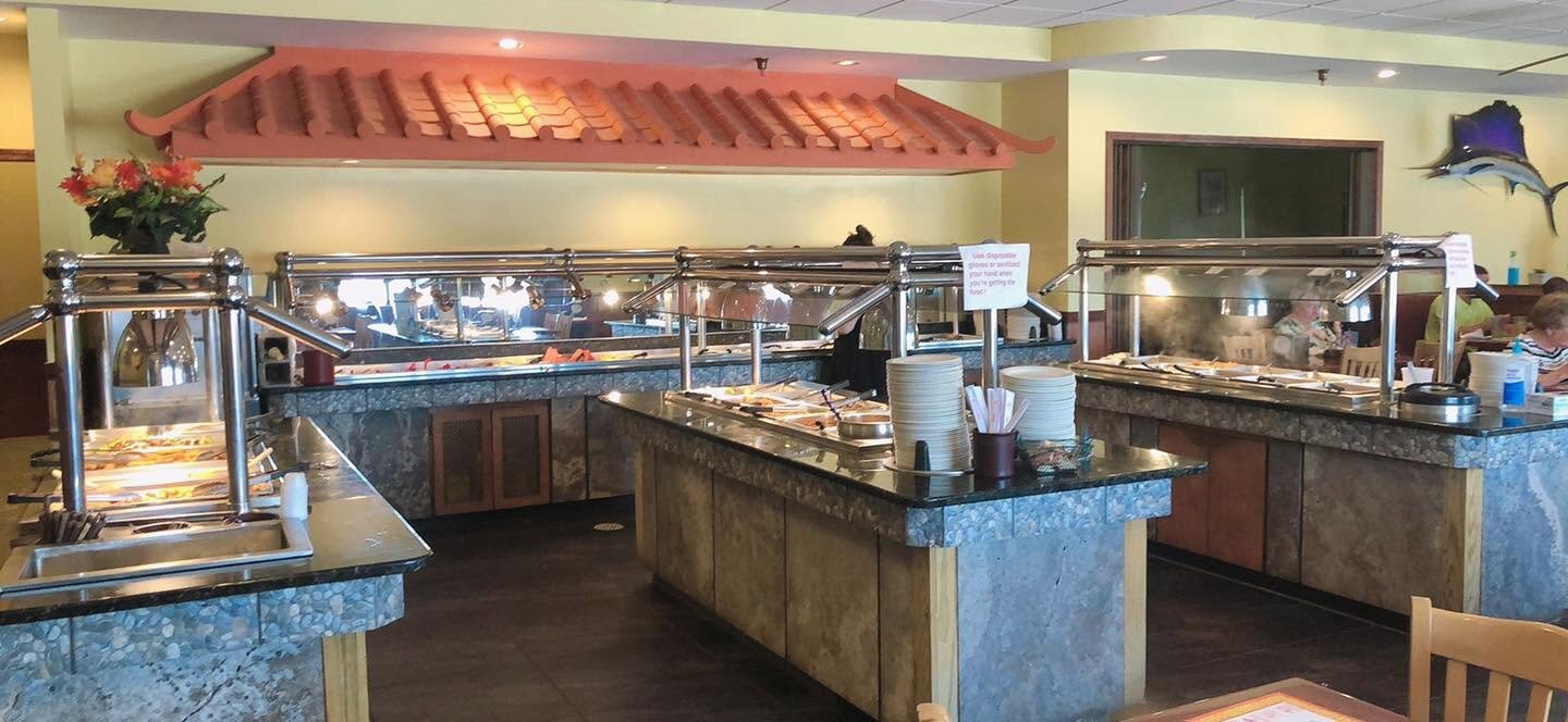 Buffet dining area inside China Garden in Brookfield