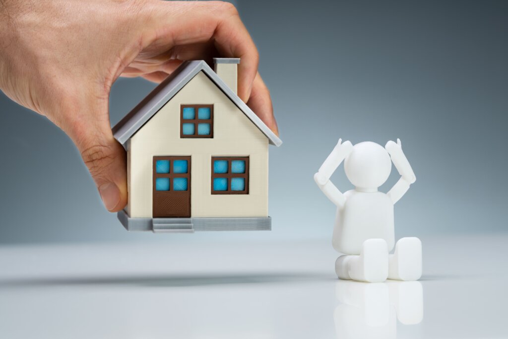 House with stressed figure