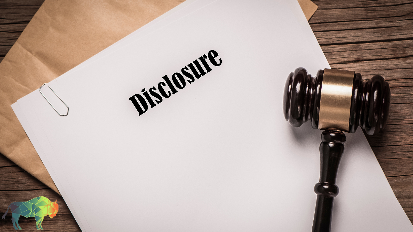 Court mallet and disclosure form symbolizing legal transparency in real estate transactions.