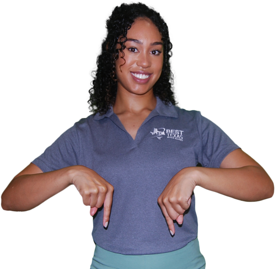 Nicole-Pointing-Form-Sell-Property-Start-Process-Best-Texas-House-Buyers-Dallas Nicole, co-owner of Best Texas House Buyers, pointing at a form, encouraging sellers to fill it out and start the fast, hassle-free process of selling their property directly for cash in Dallas