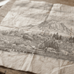 Tacoma city sketch placed on a table