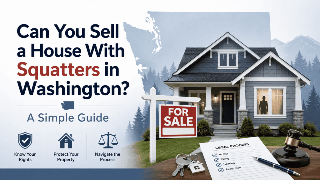 Washington home sale with legal papers and a shadowed occupant.