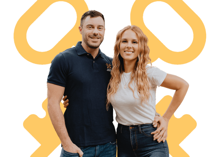 Seth and Leah with 1st Key Homebuyers logo