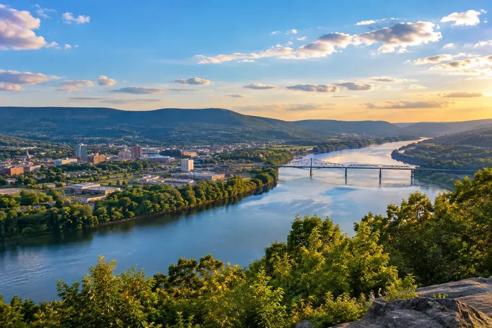 Susquehanna River and bridge connecting parts of the Wyoming Valley