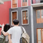 Couple looking at houses