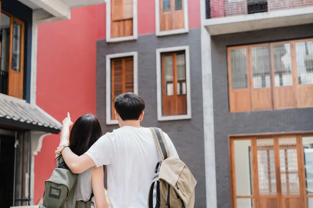 Couple looking at houses