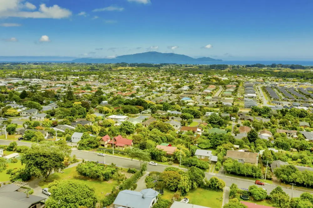 aerial view of row of houses
