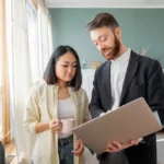 a man in a suit and an asian woman