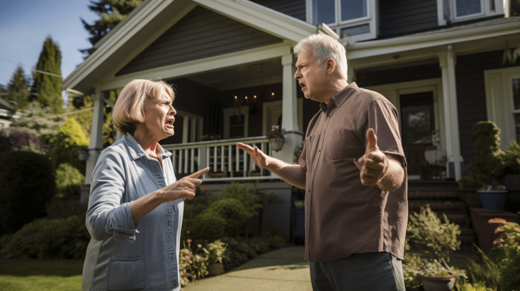 a_typical_Portland_style_home_with_a_older_man_and_woman_arguing_divorce_portland_oregon