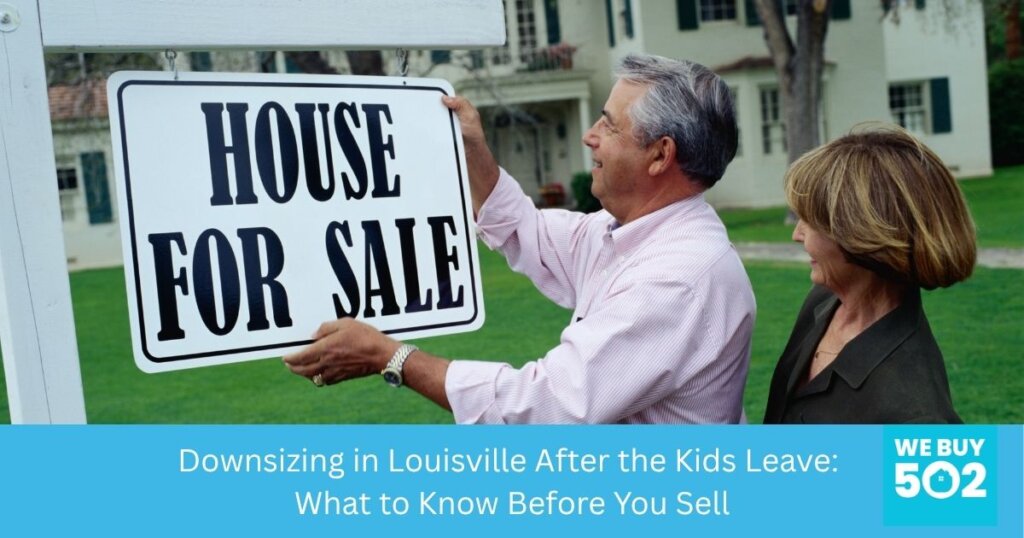 Empty nester couple discussing downsizing their Louisville Kentucky family home