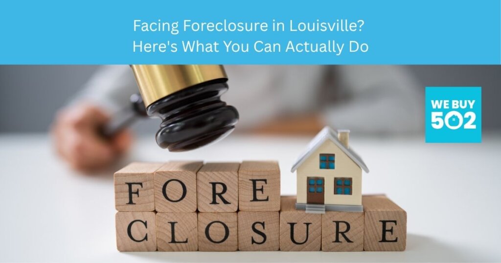 Louisville Kentucky homeowner reviewing foreclosure notice at kitchen table