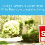 Adult children reviewing paperwork to sell aging parent's Louisville Kentucky home