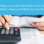 Louisville Kentucky homeowner reviewing tax lien paperwork at kitchen table