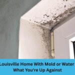 Mold and water damage on basement wall of Louisville Kentucky home
