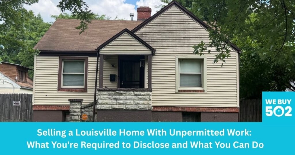 Unpermitted room addition on a Louisville Kentucky home showing construction without permits