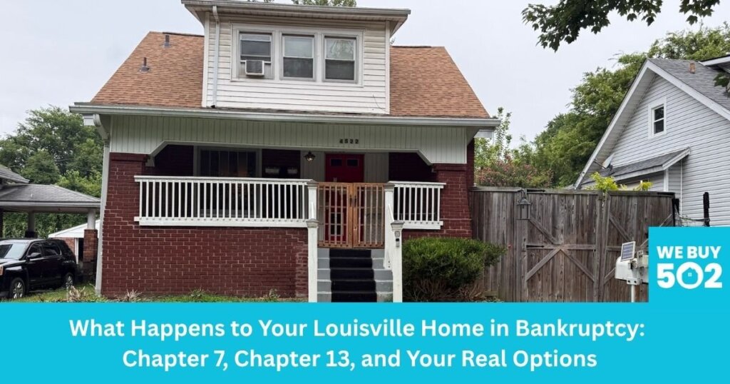Louisville Kentucky homeowner reviewing bankruptcy paperwork and considering options for their home