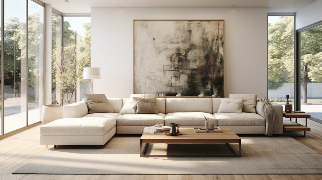 living-room-with-art-on-the-wall-and-a-nice-white-couch-how-To-sell-a-house-during-divorce