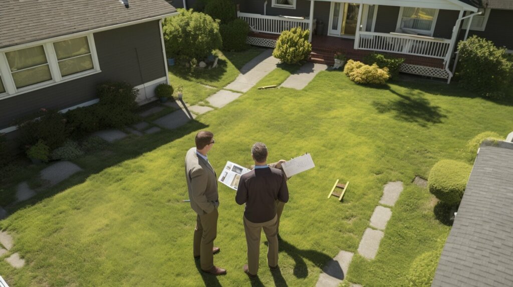 realtor-and-man-in-backyard-how-To-sell-a-house-during-divorce