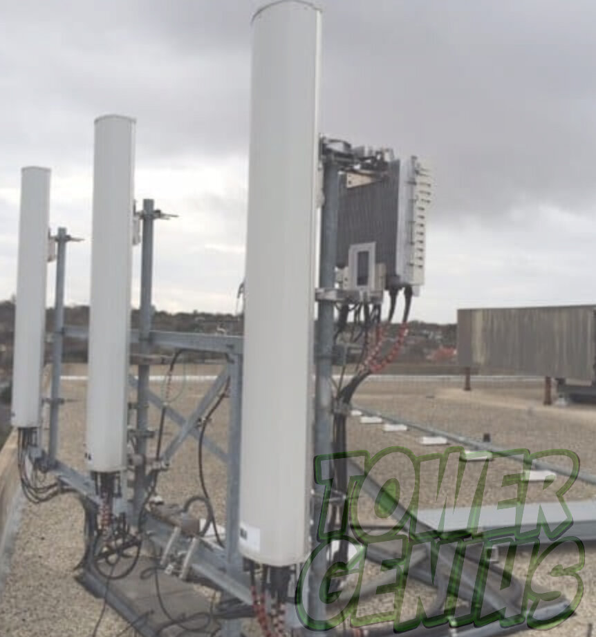 Close up of rooftop Verizon antennas