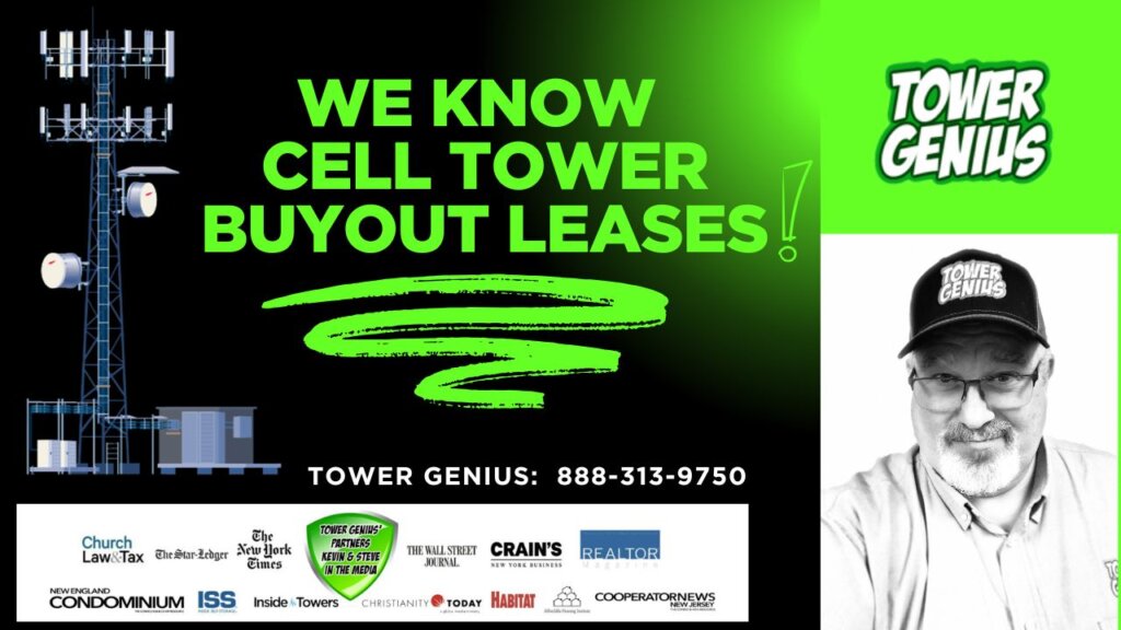 Promotional cell tower buyout leases banner for Tower Genius.