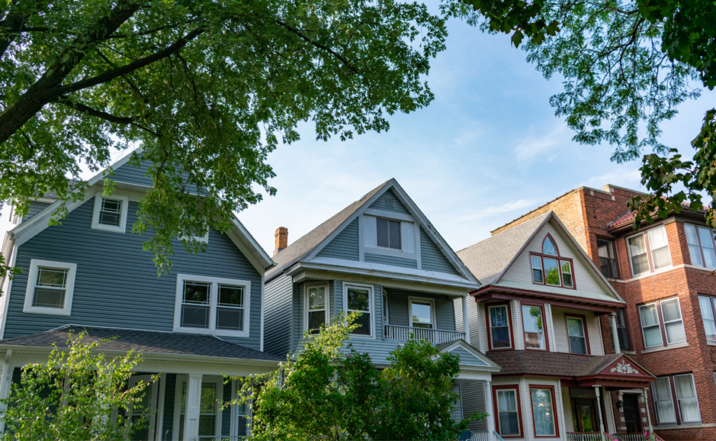 houses in a line in Cincinnati, Ohio
