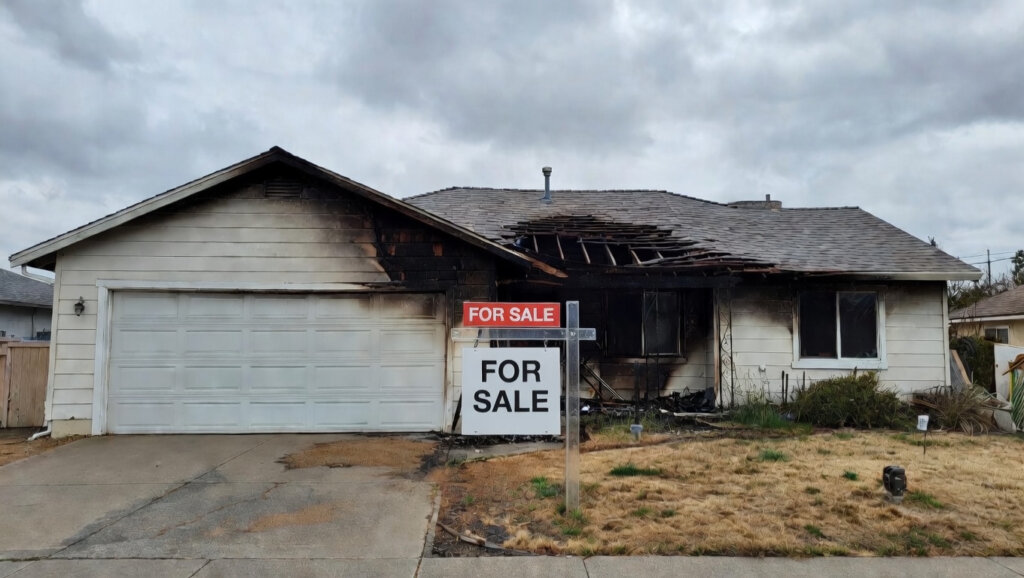 Fire damaged house for sale Sacramento County