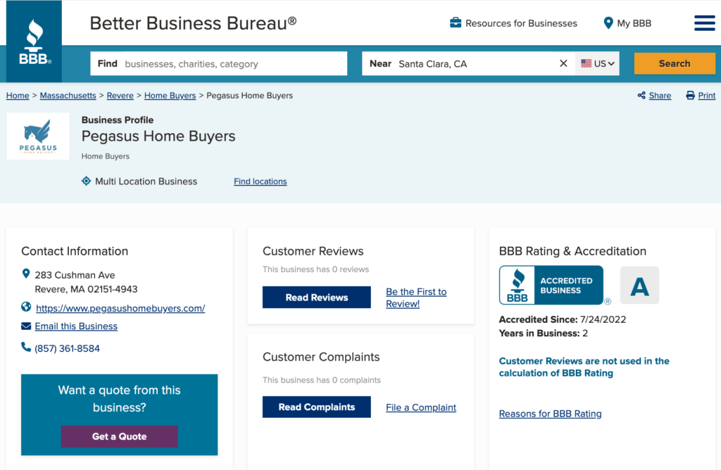 Pegasus Home Buyers BBB