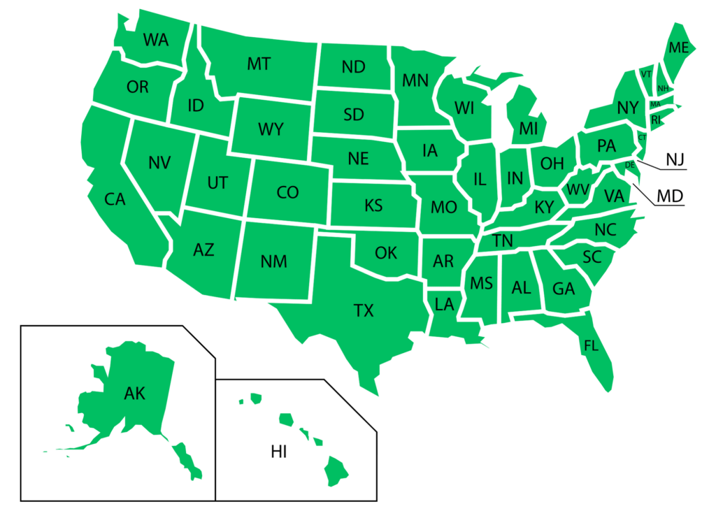 map of the usa showing places we buy