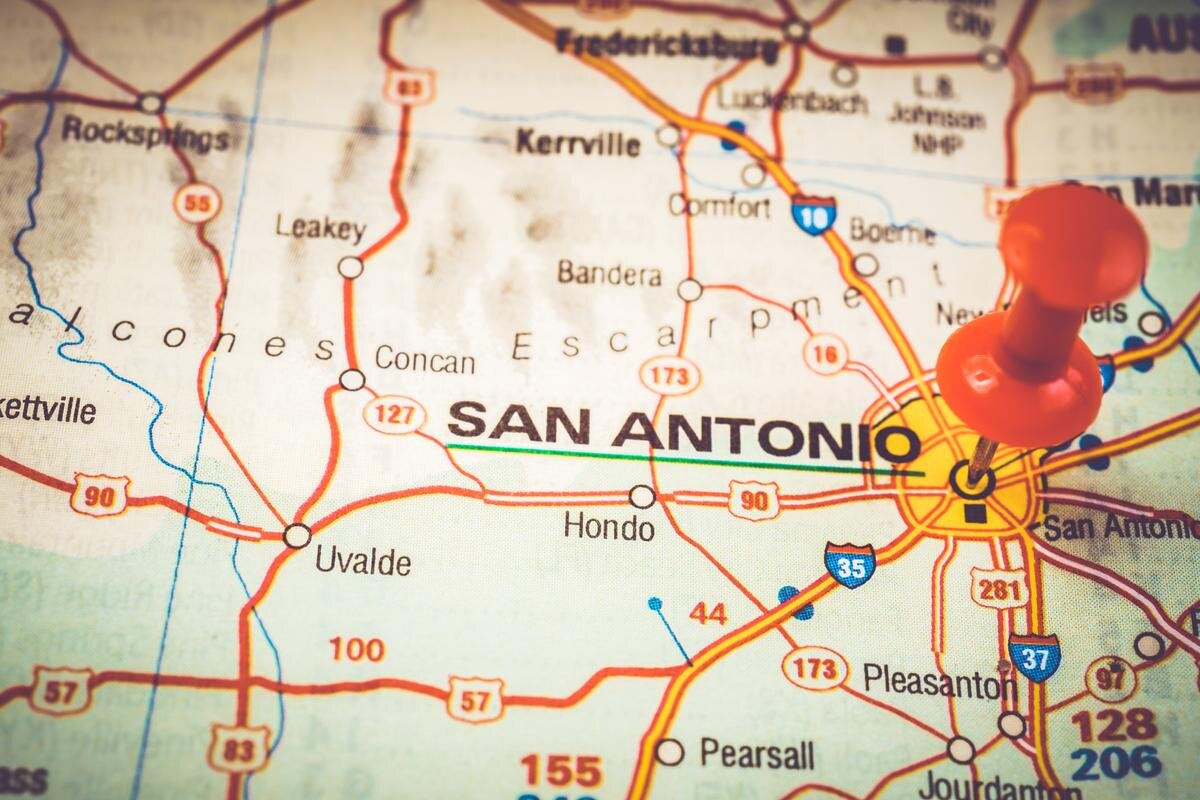San Antonio on USA map