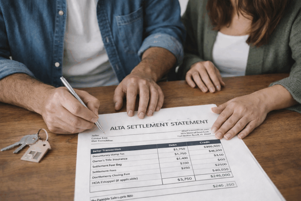 Seller signing Paperwork for home sale