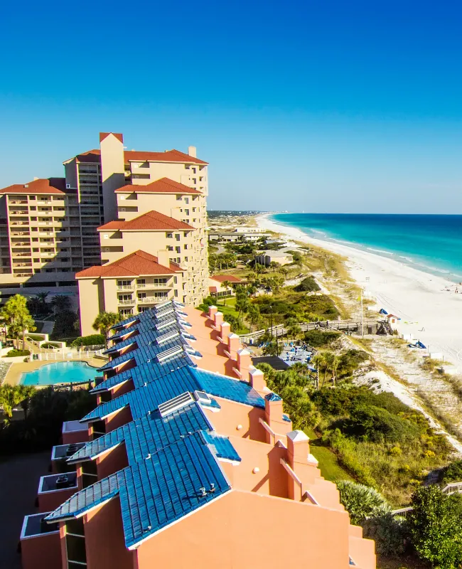 Beachfront condo resort on a white-sand Gulf beach in the Florida Panhandle
