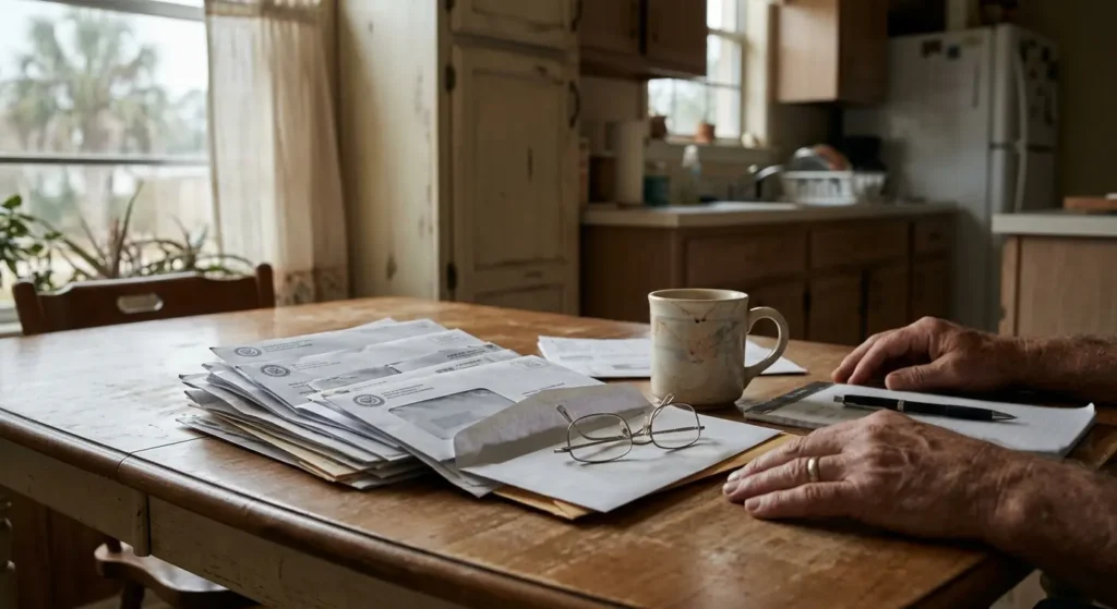Homeowner reviewing paperwork related to FEMA 50 percent rule Bay County Florida in Panama City, Florida