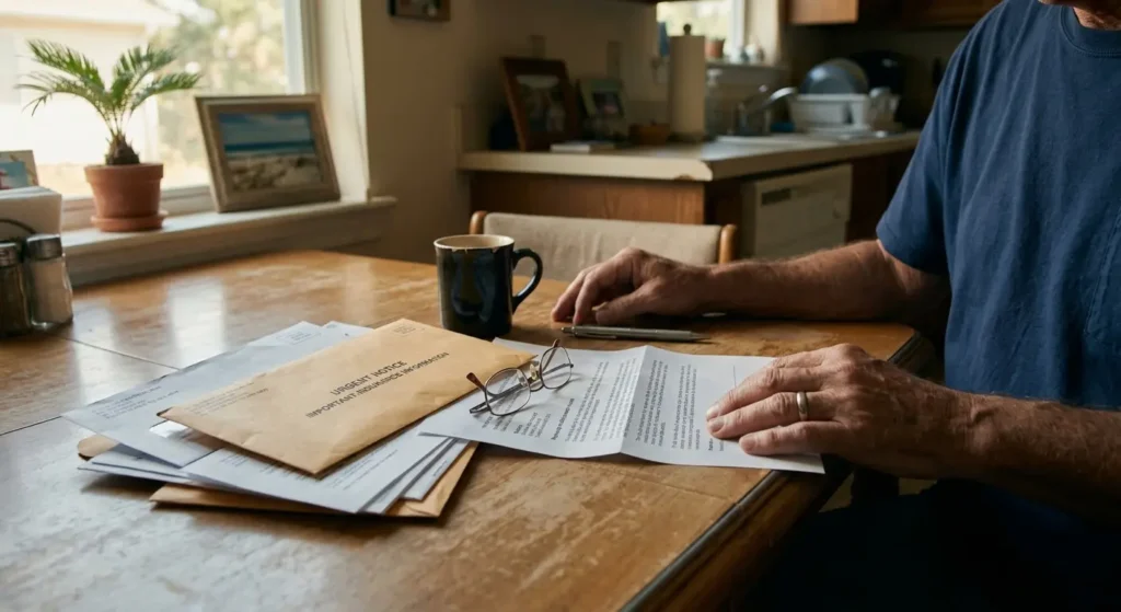 Homeowner reviewing paperwork related to homeowners insurance non-renewed Florida what to do in Pensacola, Florida