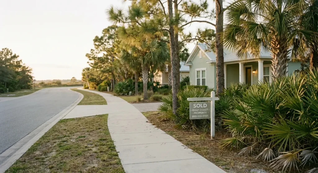 Residential street near Destin in the Florida Panhandle at golden hour