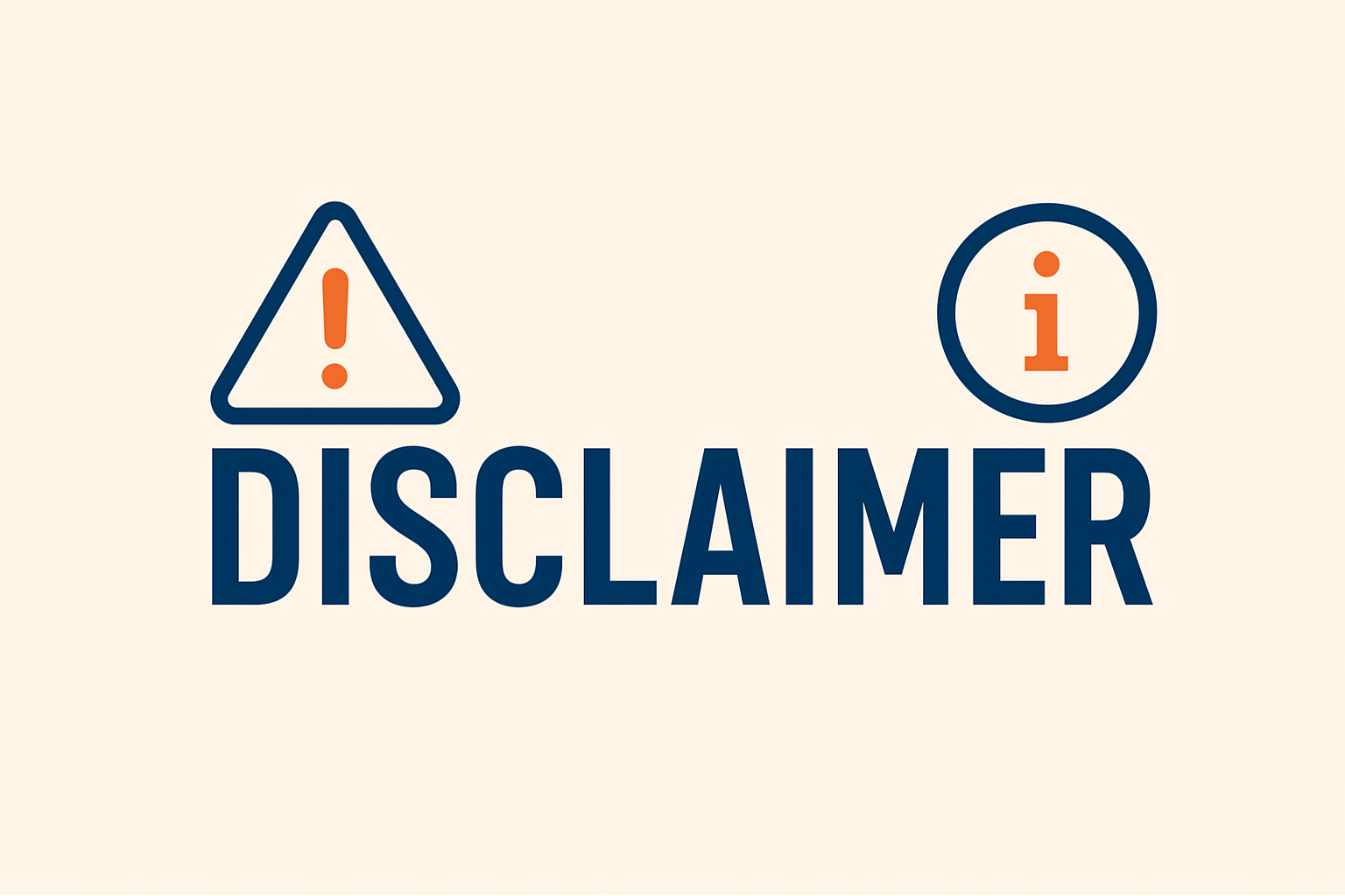 Vector graphic with a legal document and caution symbol labeled Disclaimer for a real estate blog