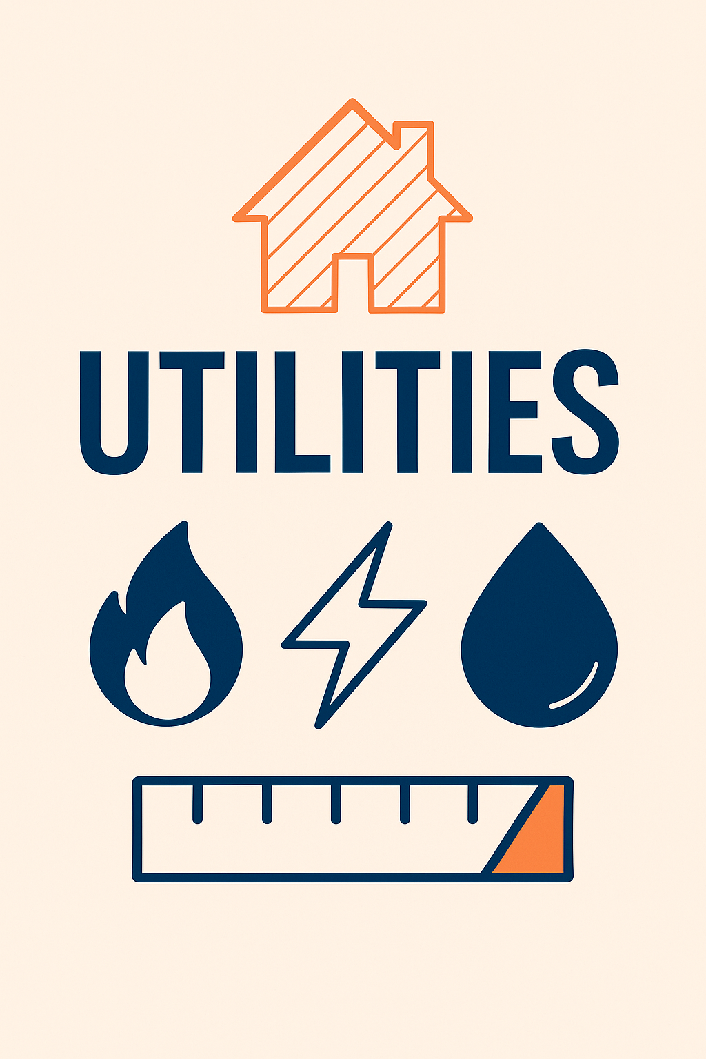 Vector infographic showing electricity, water, gas, and internet costs for a vacant Washington home
