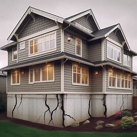 Washington home with visible cracks in the foundation and settling issues