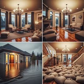 Flood-damaged Washington home with water-stained walls and warped floors