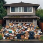 Washington house with overflowing clutter visible through windows and garage