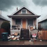 Washington rental property with a “No Trespassing” sign and evidence of tenant damage