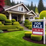 Wenatchee home with a for-sale-by-owner sign in front yard, surrounded by clean landscaping