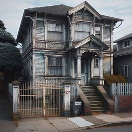 A Bayside Everett WA home with peeling paint and a rusted front gate