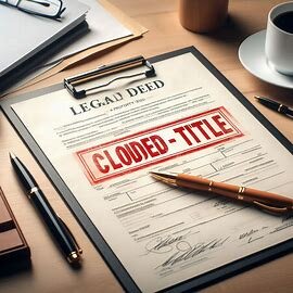Washington property deed with a stamped “clouded title” warning across it